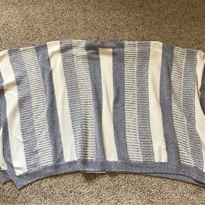 Mystree Gray and Cream Striped poncho sweater